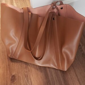 Elegant Brown ReversibleTote Bag. Cosmetic Bag. Zara Collection